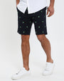 Navy Palm Print Chino Shorts