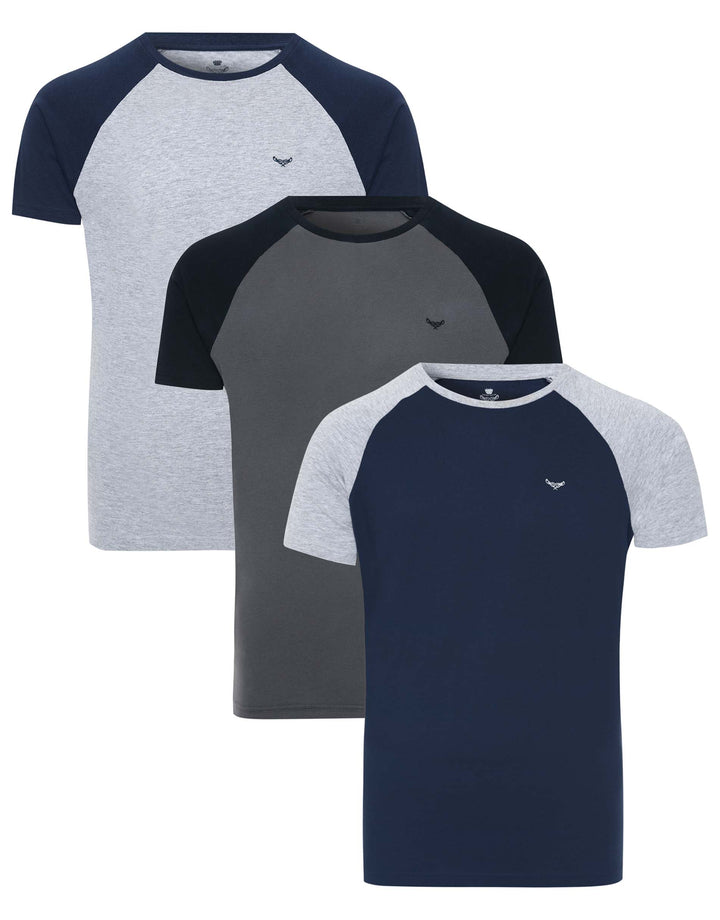 Crew Neck Raglan Short Sleeve T-Shirts (3 Pack)