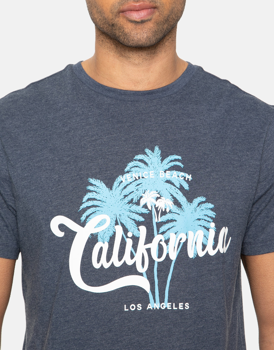 Blue Palm Front Print T-Shirt