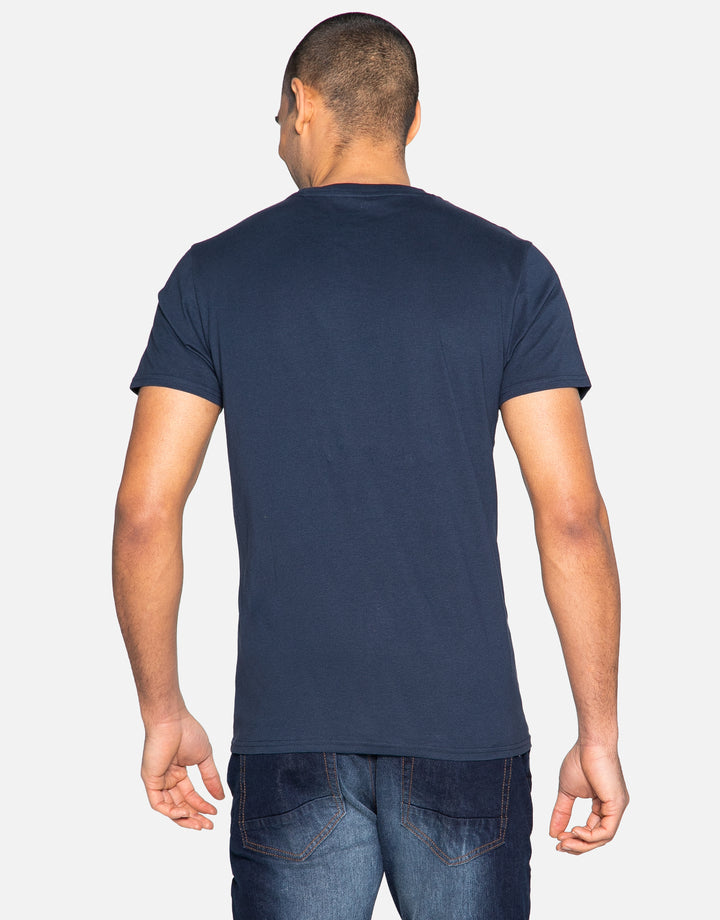 Navy Front Print Cotton T-Shirt