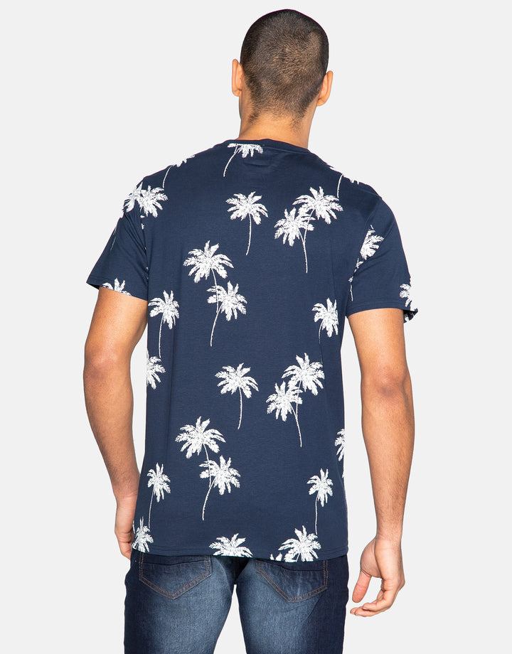 Navy Printed Cotton Rich T-Shirt