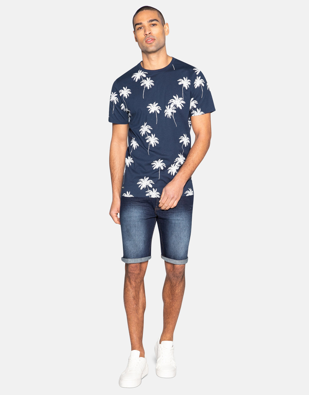 Navy Printed Cotton Rich T-Shirt
