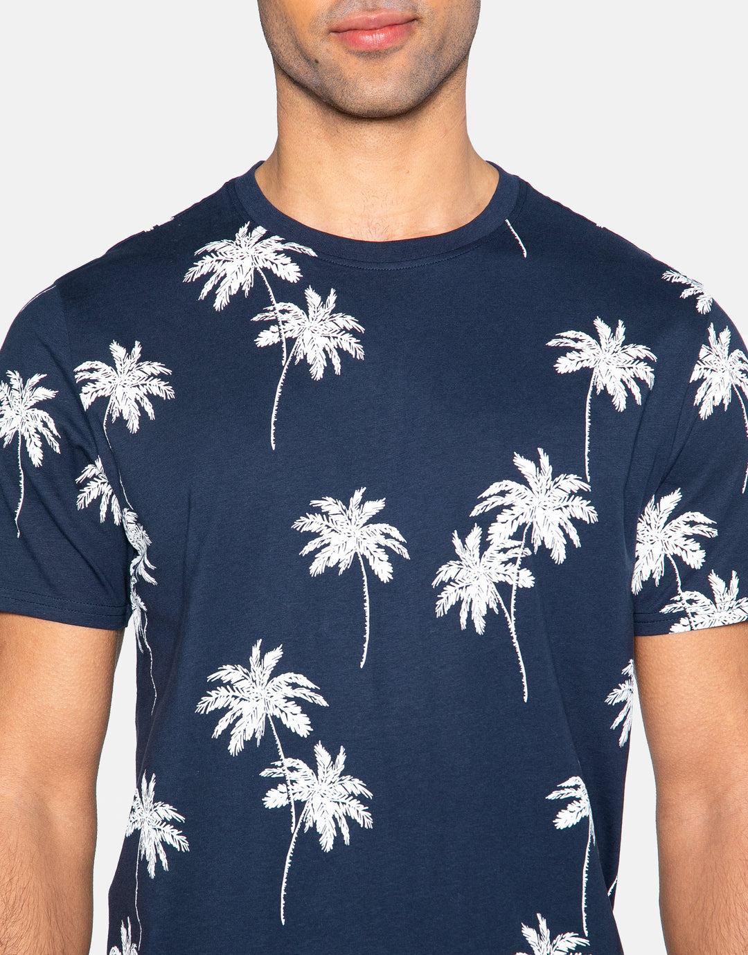 Navy Printed Cotton Rich T-Shirt
