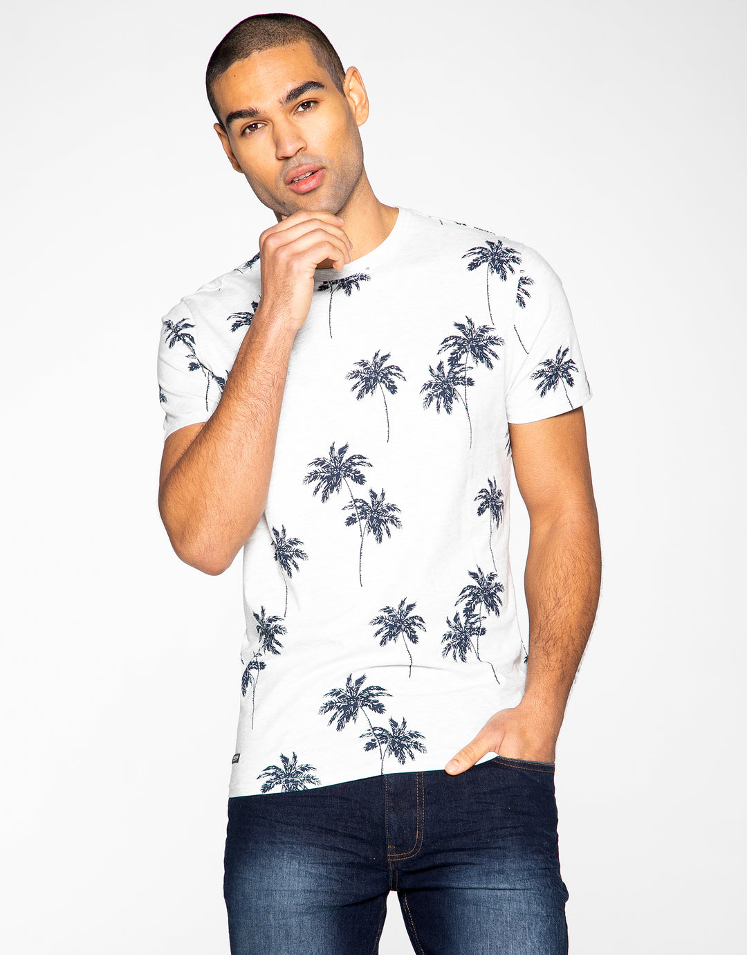 Ecru Printed Cotton Rich T-Shirt