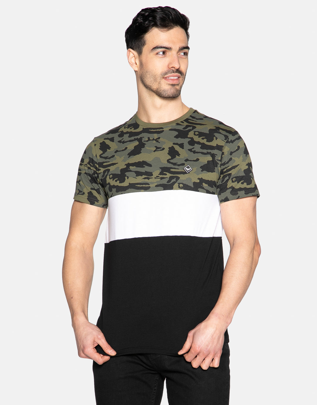 Khaki Green Camo Colourblock T-Shirt