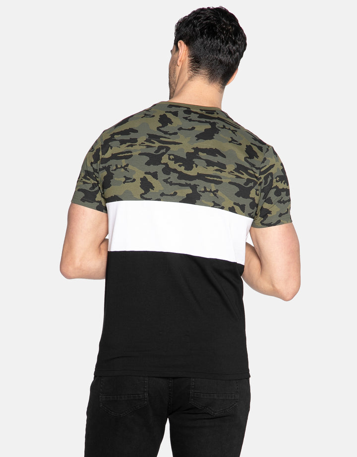 Khaki Green Camo Colourblock T-Shirt