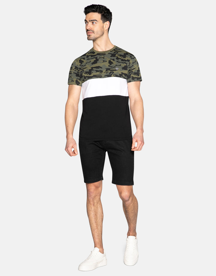 Khaki Green Camo Colourblock T-Shirt