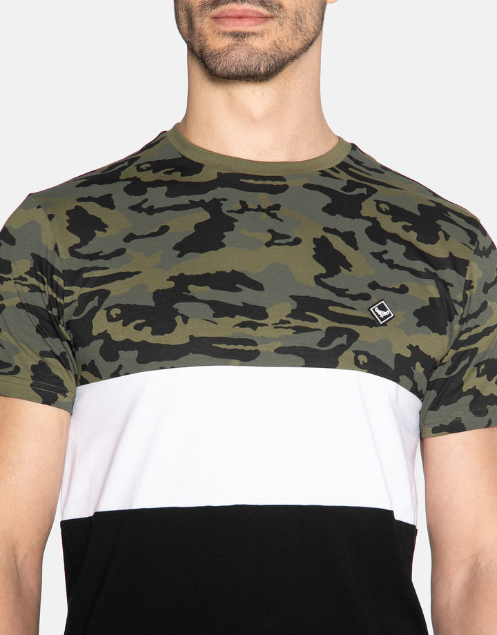 Khaki Green Camo Colourblock T-Shirt