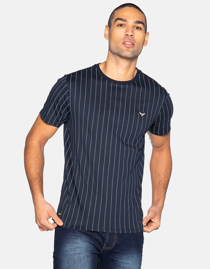 Navy Pinstripe Short Sleeve T-Shirt