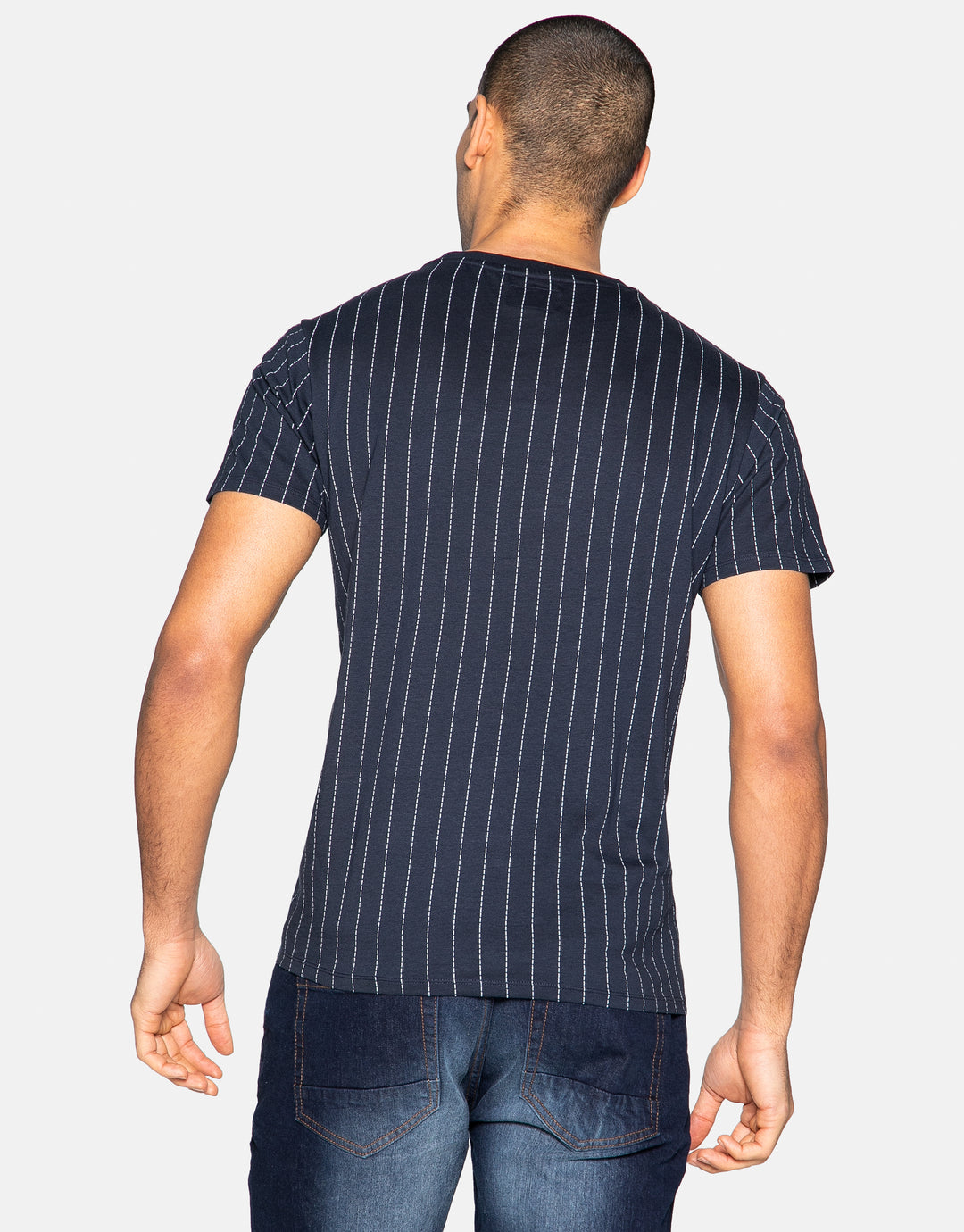 Navy Pinstripe Short Sleeve T-Shirt