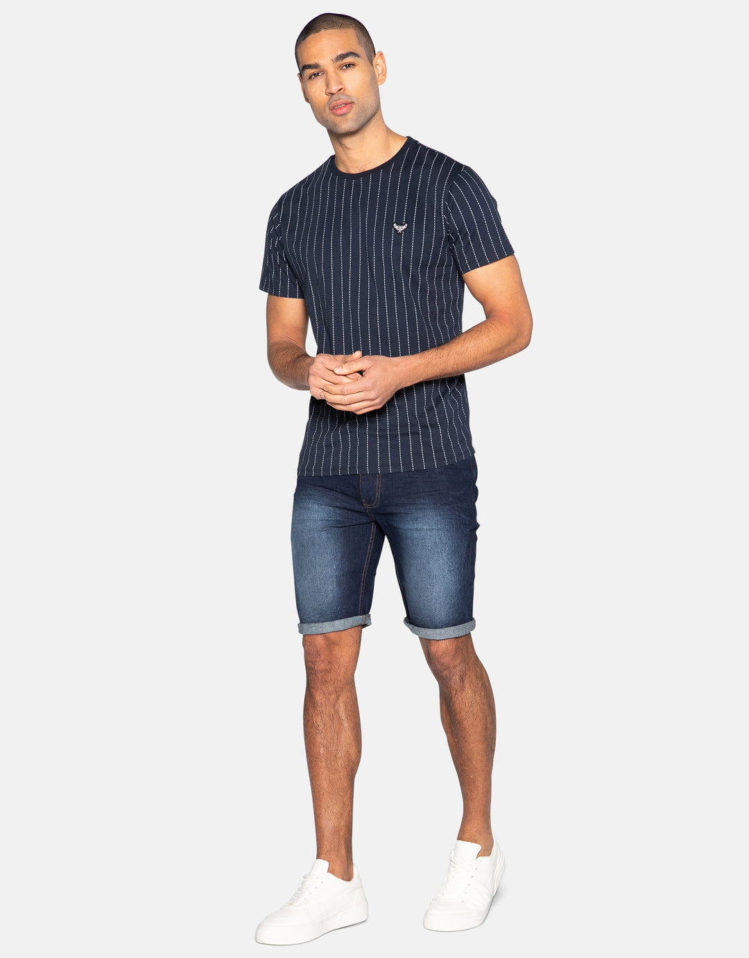 Navy Pinstripe Short Sleeve T-Shirt