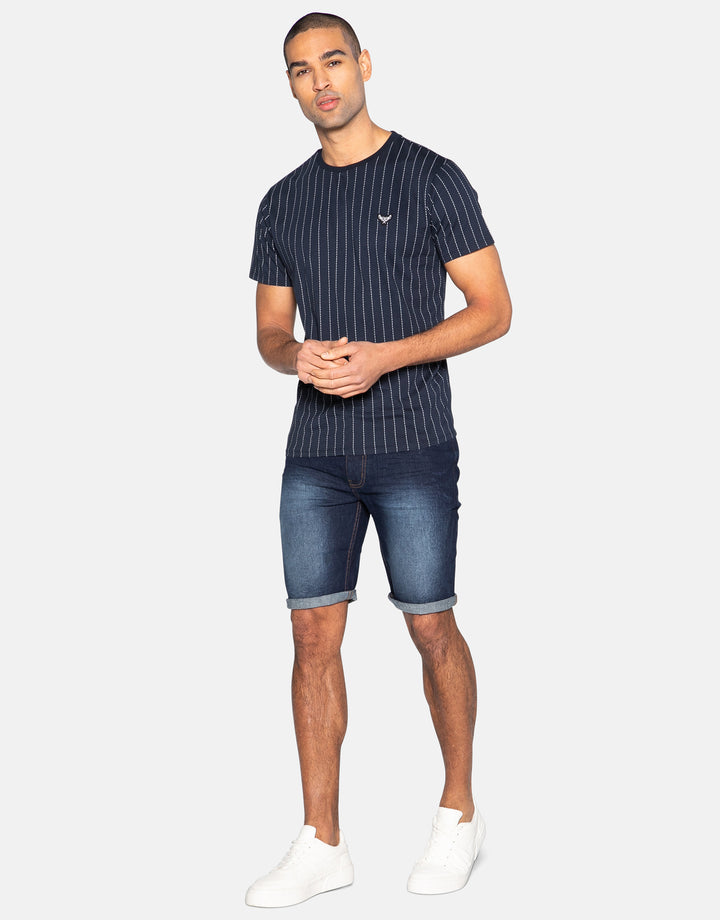 Navy Pinstripe Short Sleeve T-Shirt