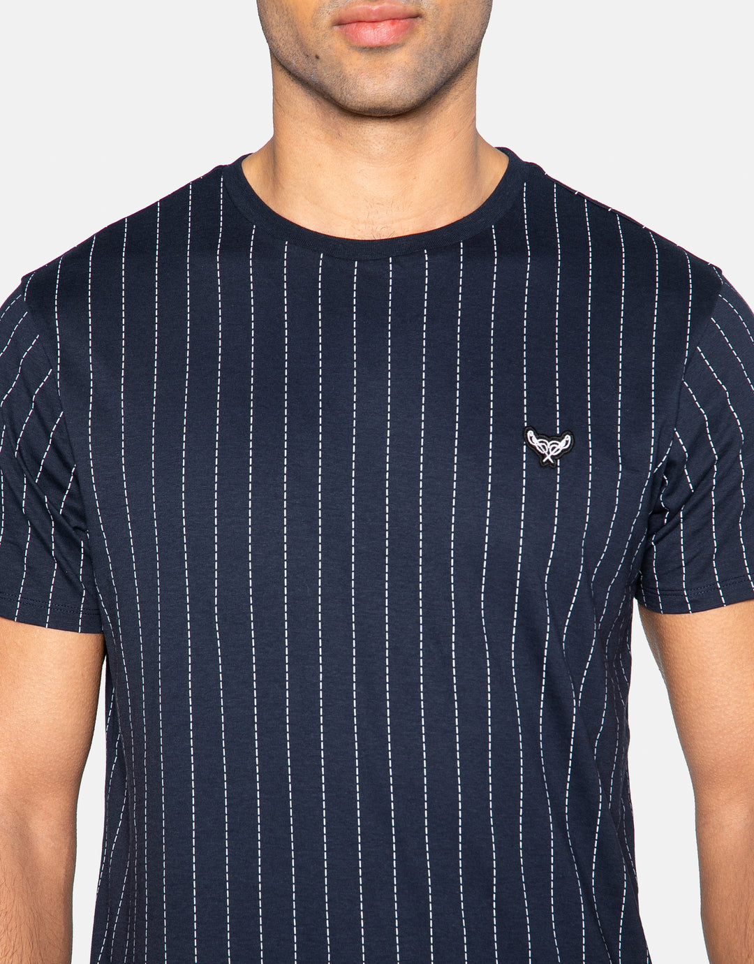 Navy Pinstripe Short Sleeve T-Shirt