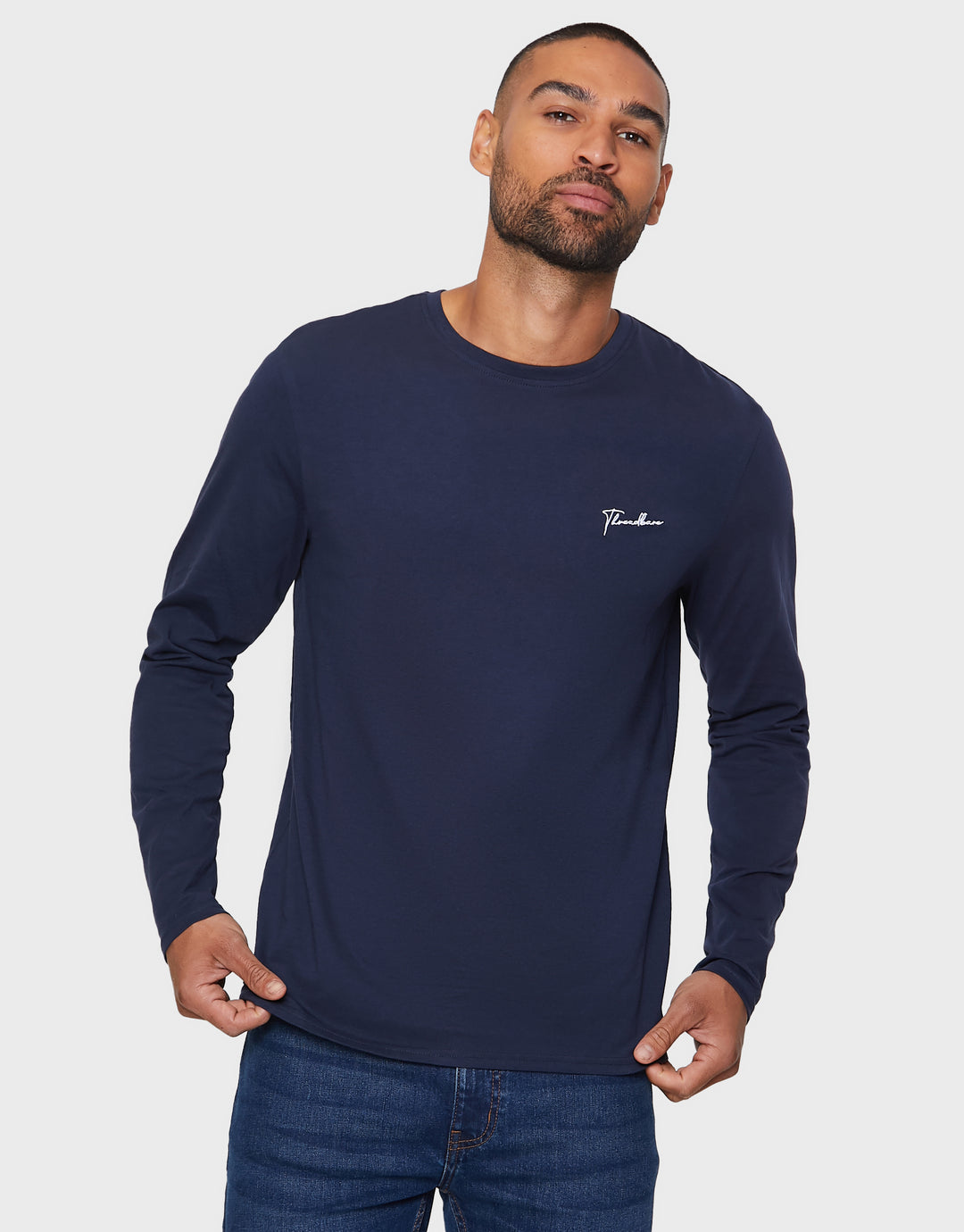 Small Script Long Sleeve Crew Neck T-Shirts (3 Pack)