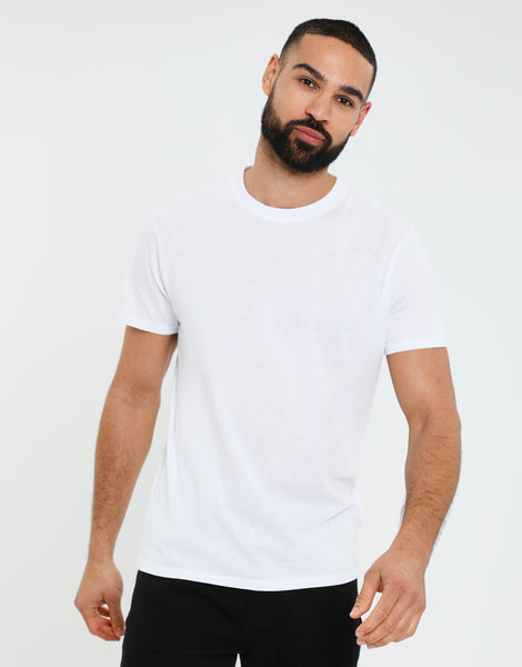 Men's White & Black Essential Short Sleeve Round Neck T-shirts (3 Pack ...