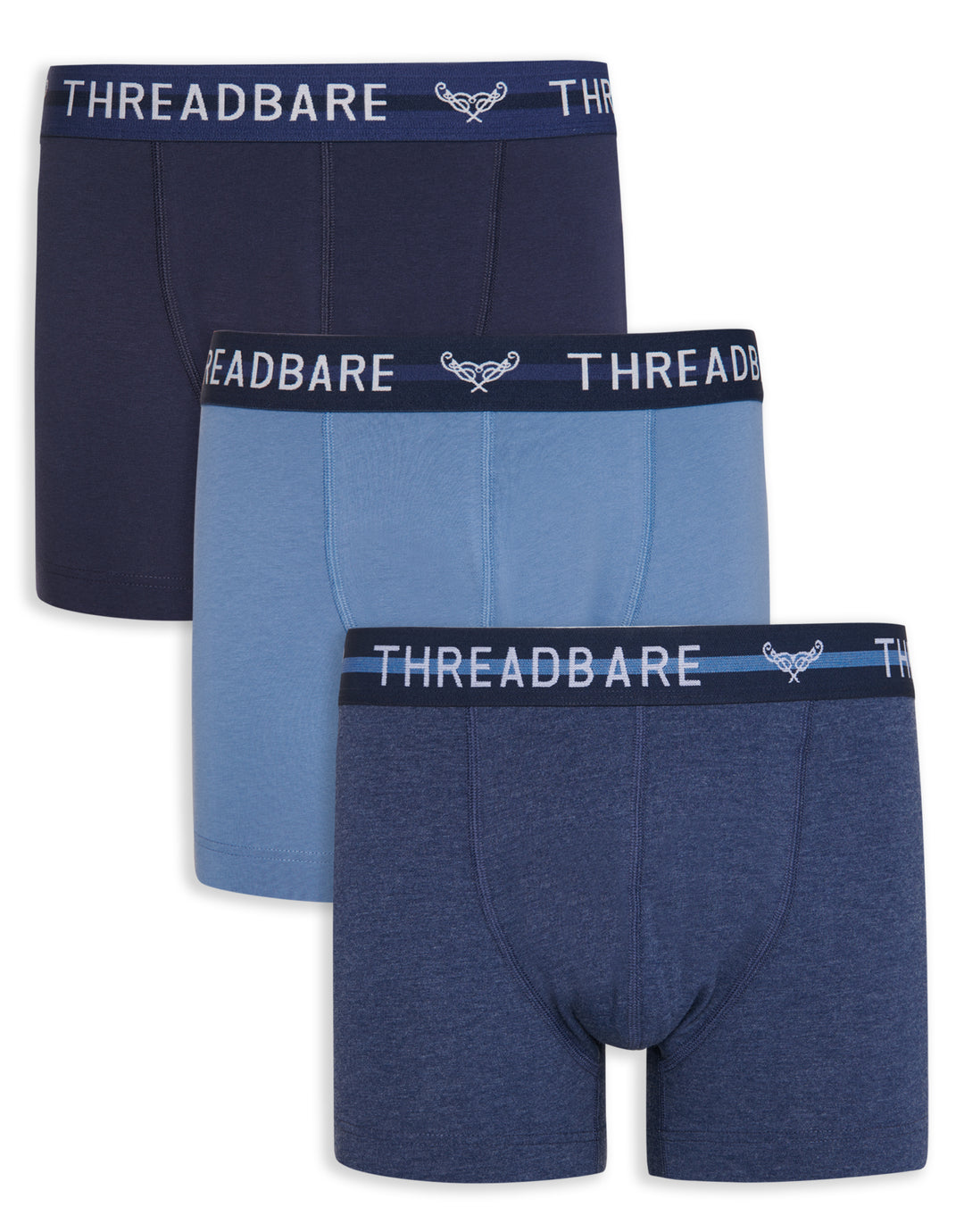 Blue Hipster Fit Boxer Shorts (3 Pack)