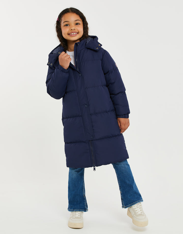 Threadgirls Girls' Navy Longline Puffer Jacket