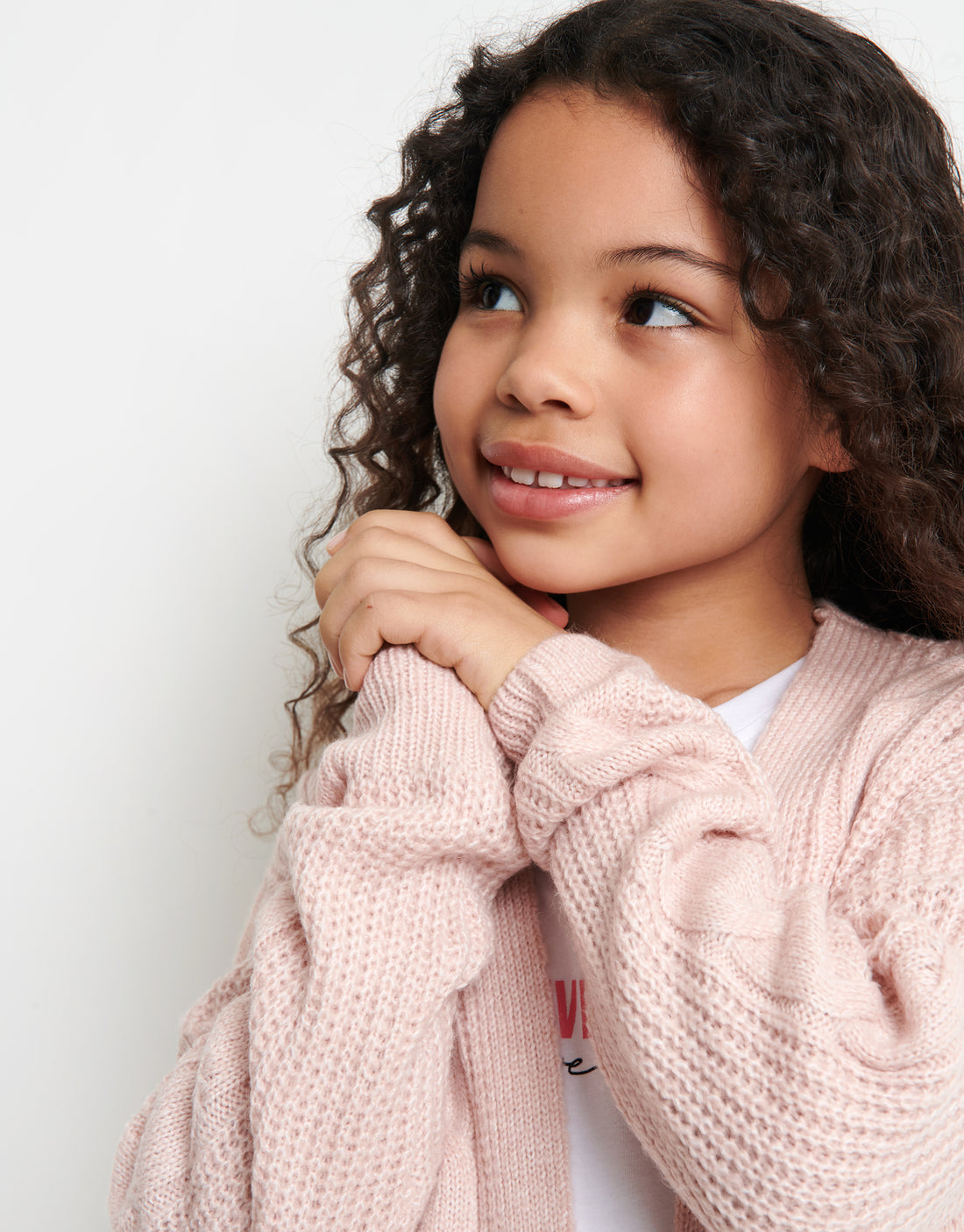 Girls' Pink Longline Cable Knit Kids' Cardigan – Threadbare