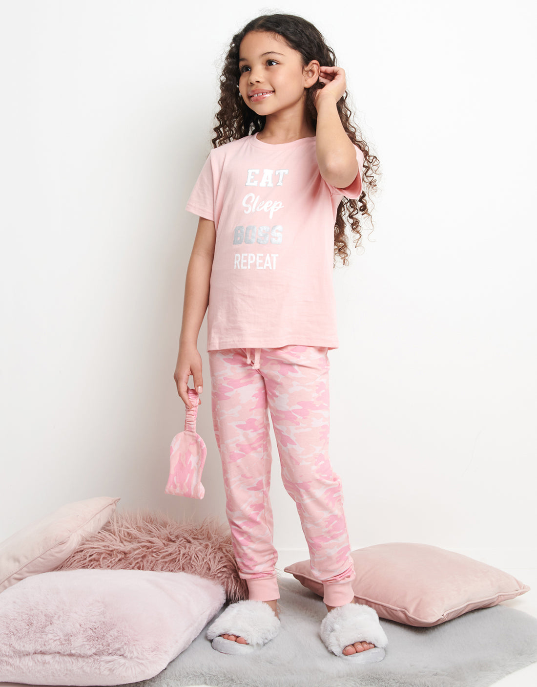 Girls' Pink Graphic Print Loungewear Kids' Pyjamas (2-Piece Set ...