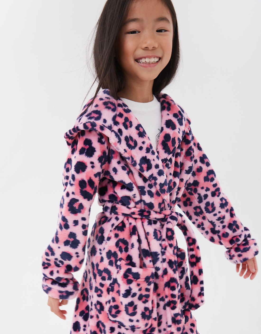Leopard Button Through Fleece Dressing Gown | Magnolia Lounge Australia