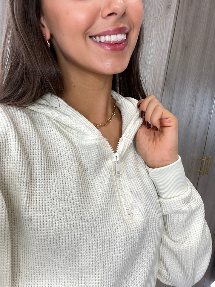 White Cropped Hoodie Co-ord