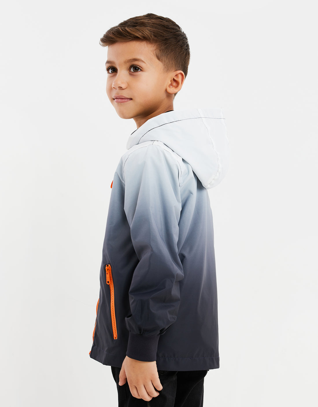 Boys' Black Ombre Lightweight Hooded Kids' Mac Jacket – Threadbare