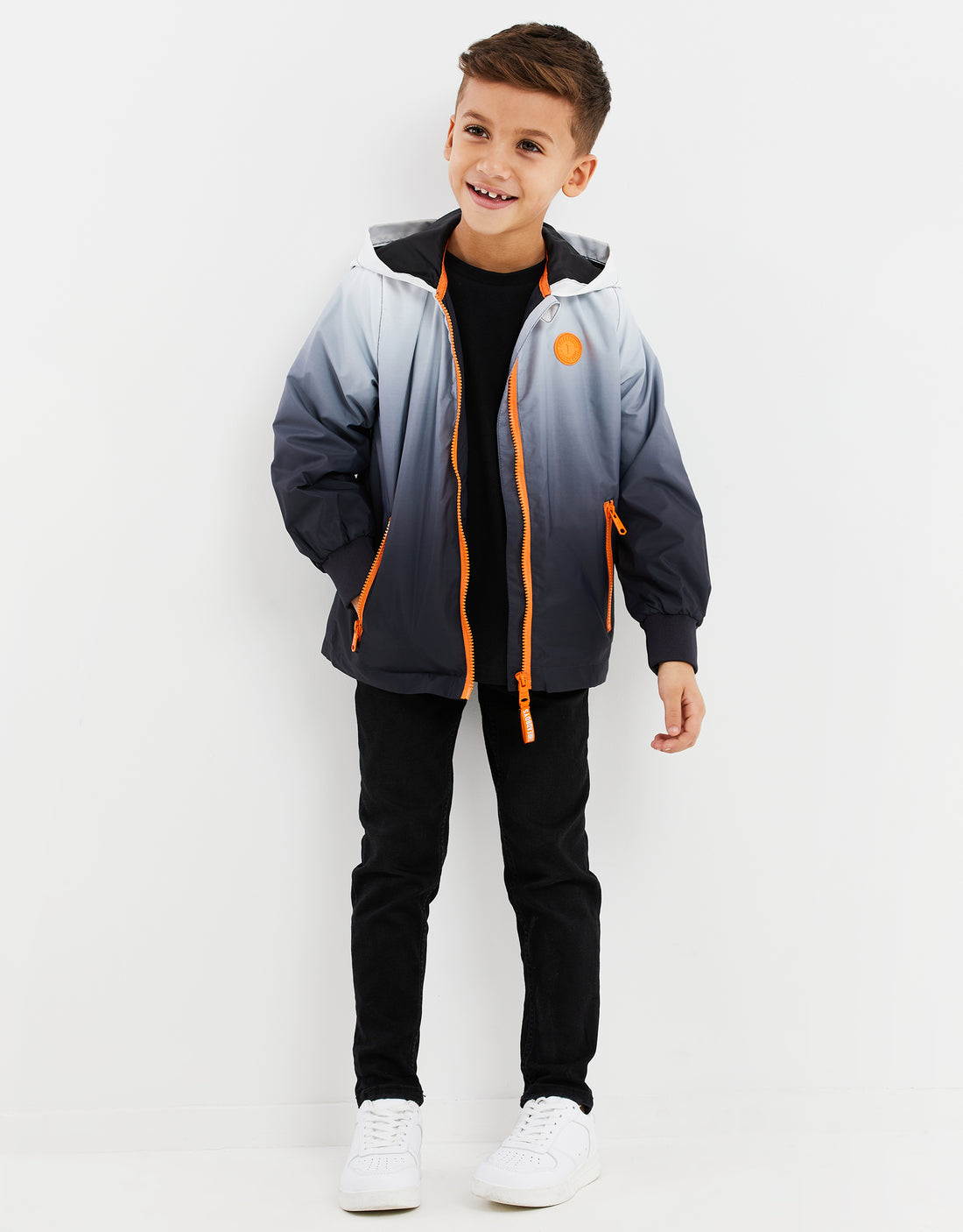 Boys' Black Ombre Lightweight Hooded Kids' Mac Jacket – Threadbare