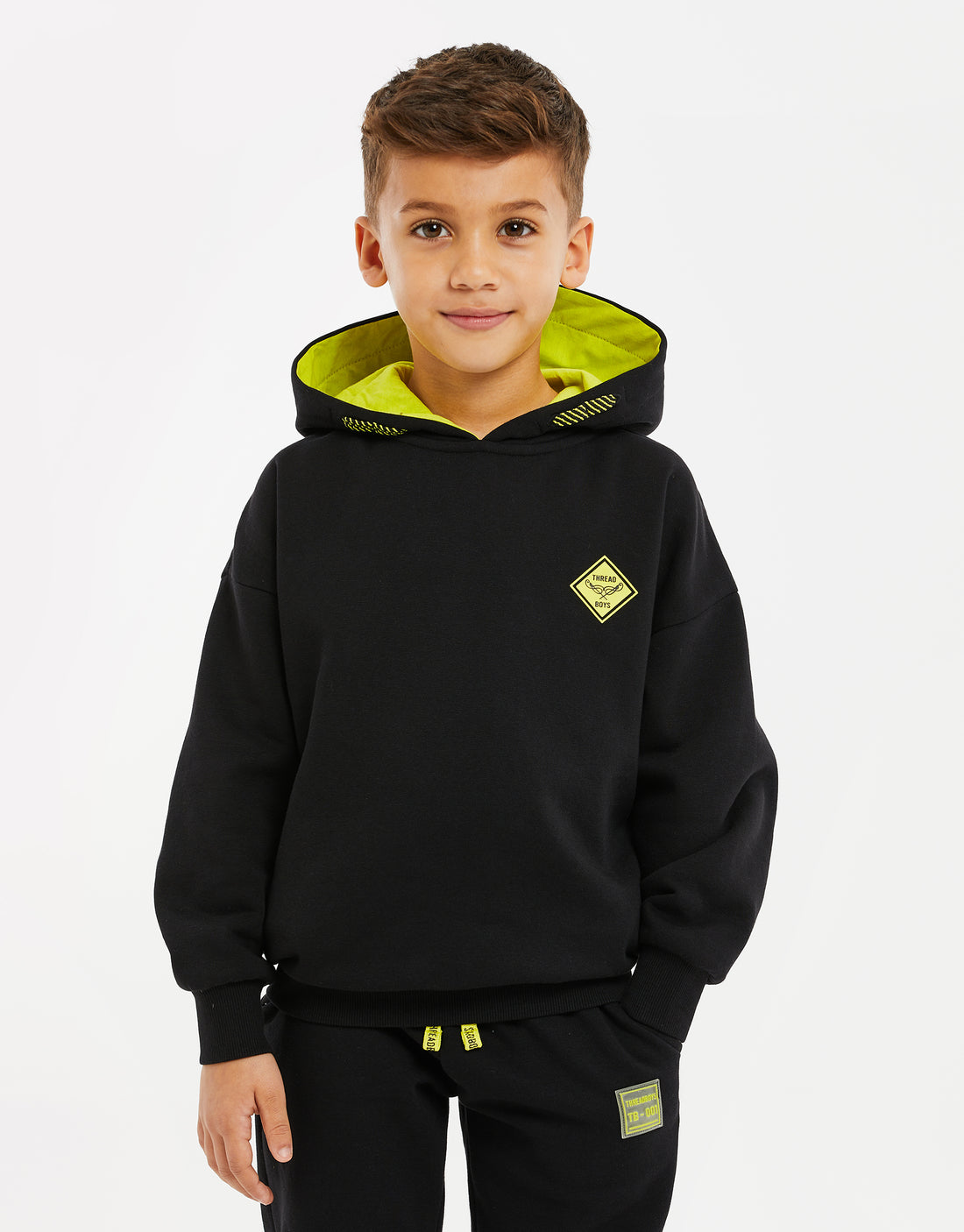 Boys' Black Contrast Kids' Hoodie & Joggers Co-ord (2-Piece Set ...