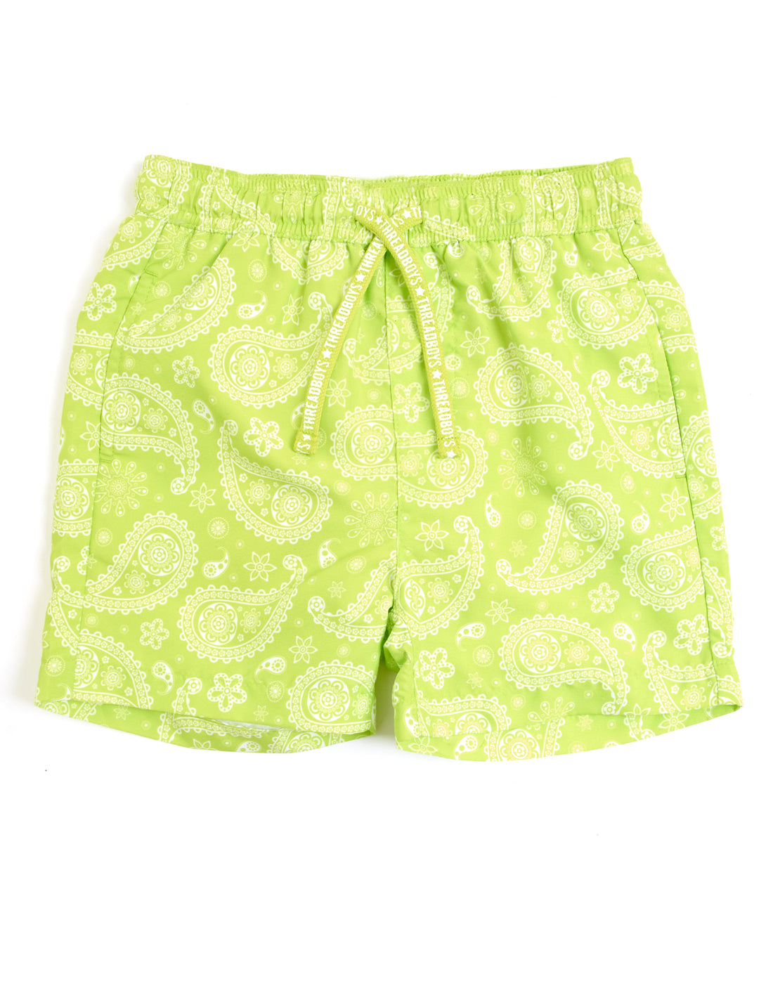 Boys' Lime Green Paisley Print Swim Shorts Kids' Swimwear – Threadbare