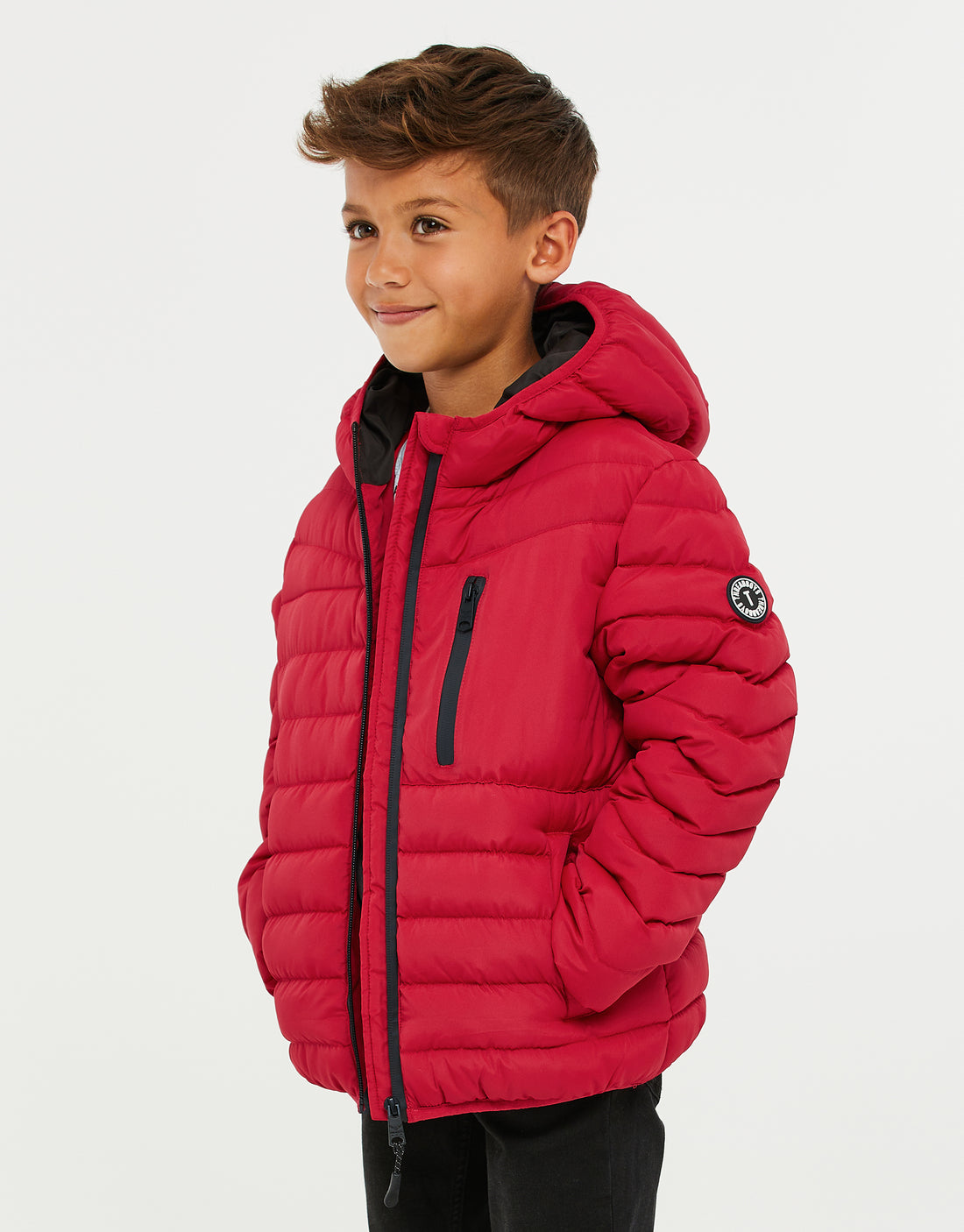 Boys' Red Hooded Padded Puffer Jacket Kids' Coat – Threadbare