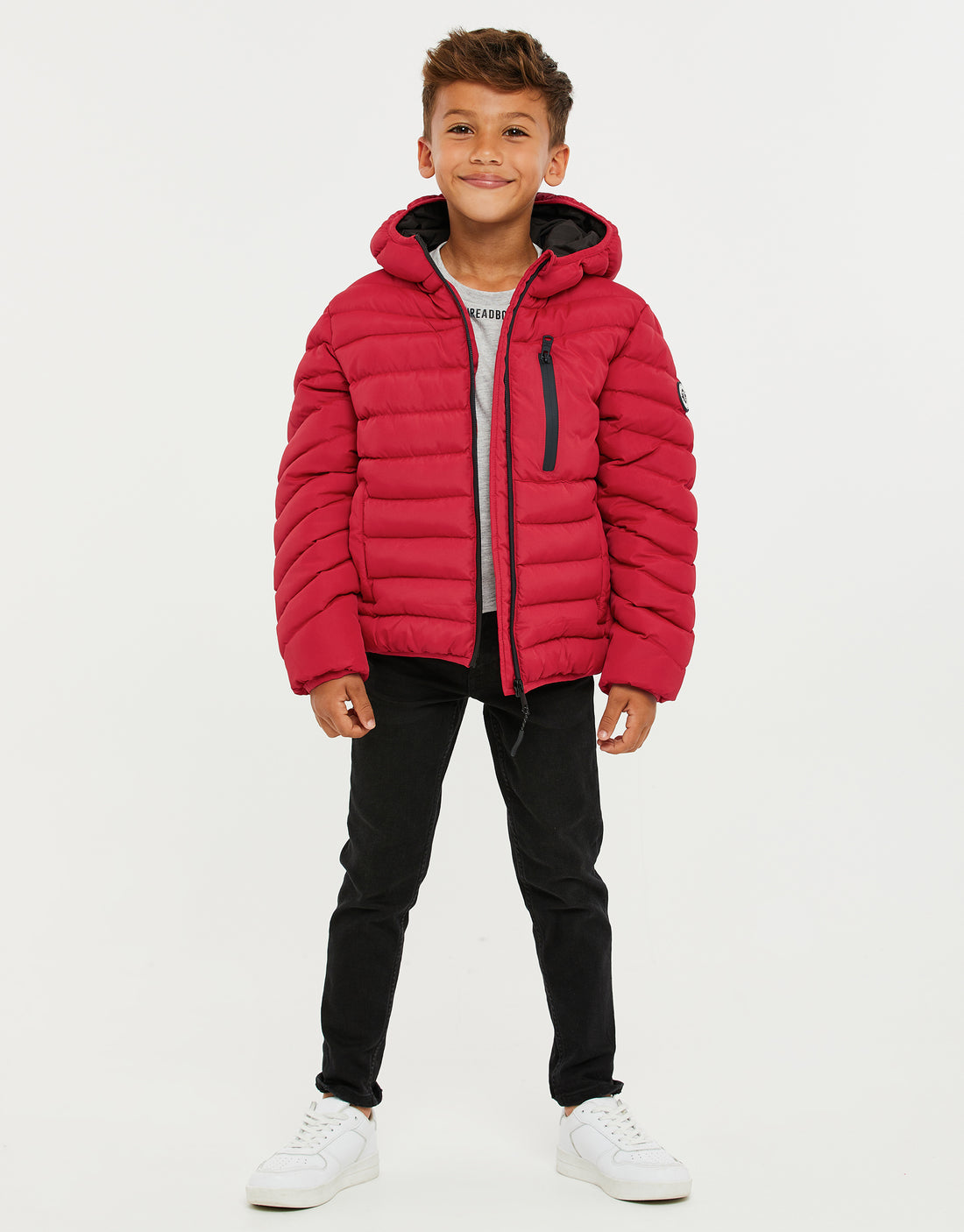 Boys' Red Hooded Padded Puffer Jacket Kids' Coat – Threadbare