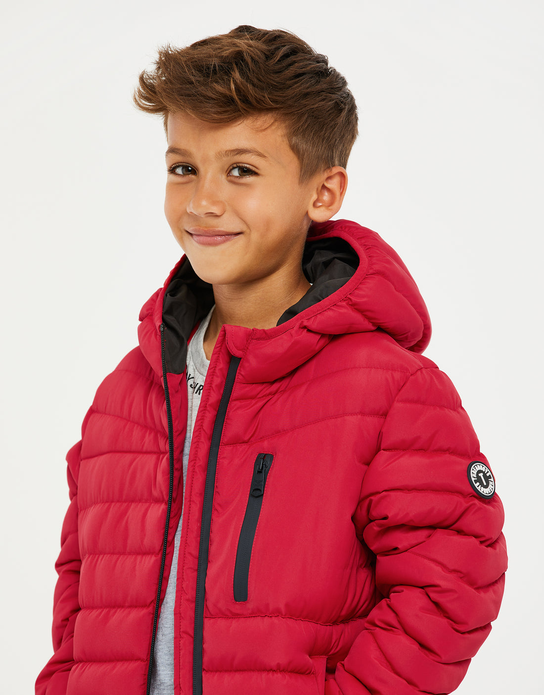 Boys' Red Hooded Padded Puffer Jacket Kids' Coat – Threadbare