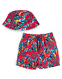 Threadboys Boys' Red Tropical Print Swim Shorts & Bucket Hat (2-Piece Set)