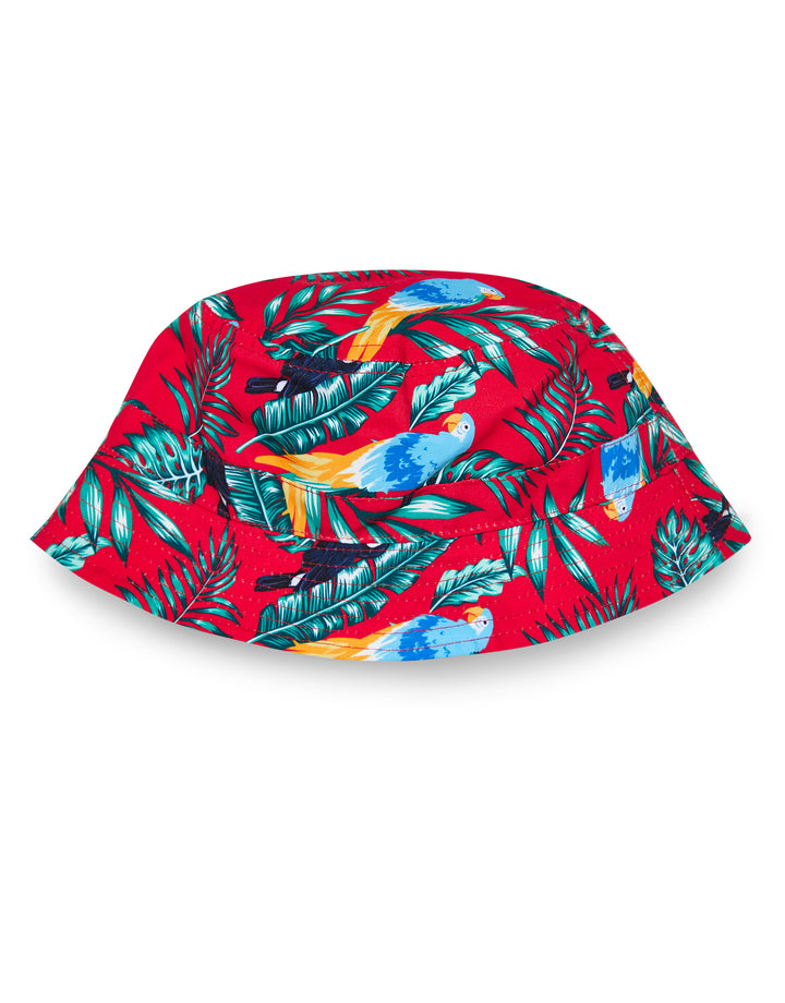 Threadboys Boys' Red Tropical Print Swim Shorts & Bucket Hat (2-Piece Set)