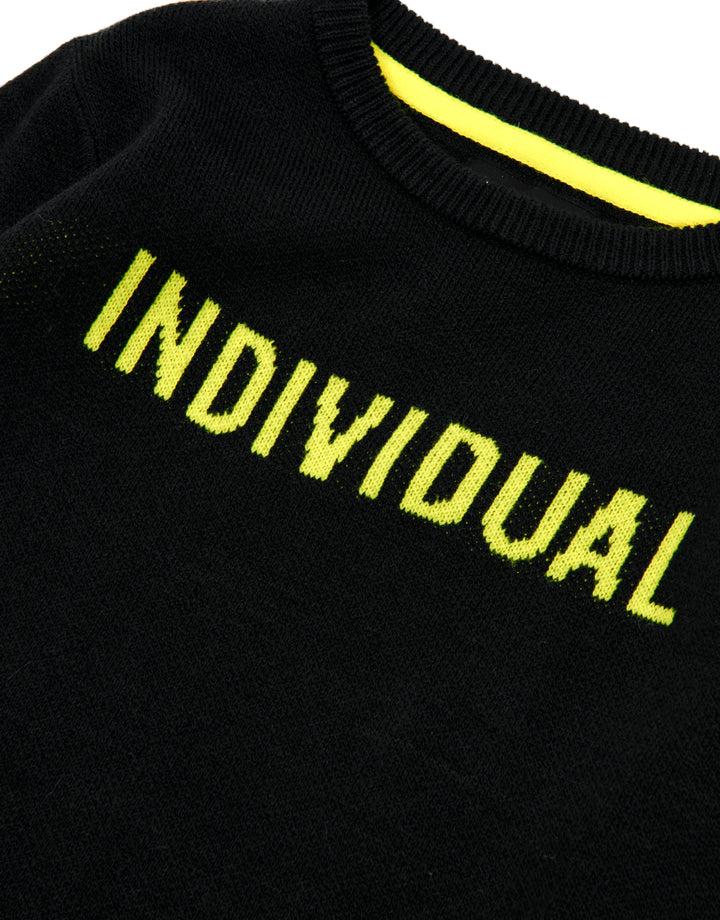 Rooftop Black Patterned Neon Text Jumpers