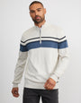 Ecru Mix Quarter Zip Colourblock Jumper