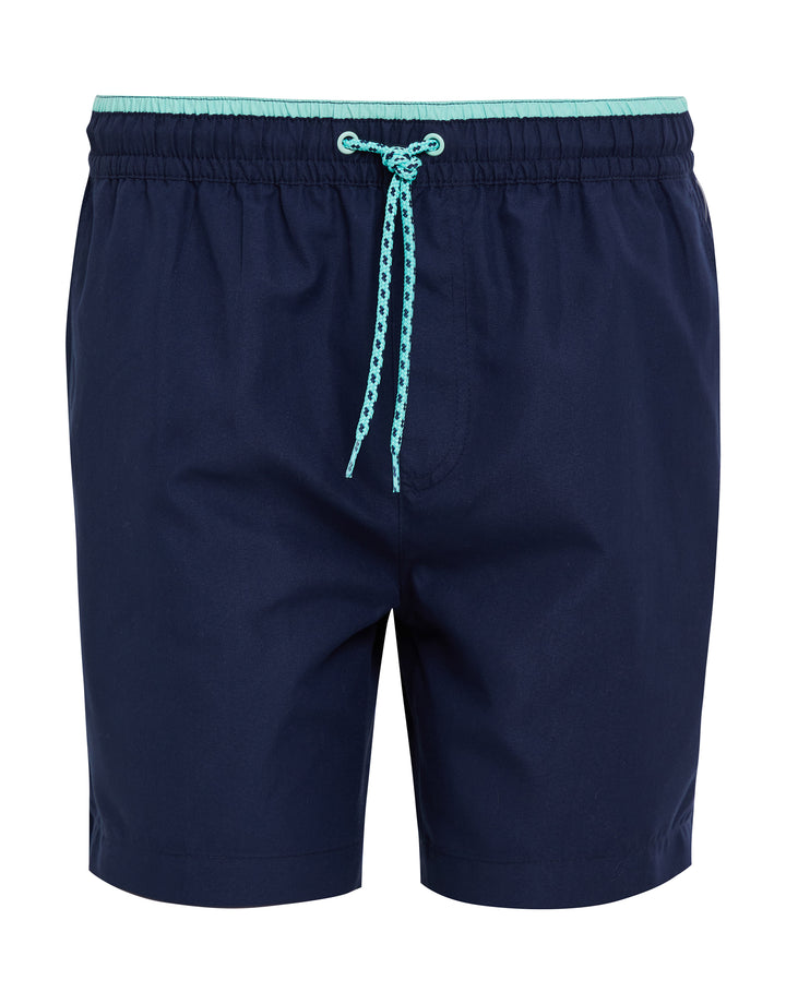 Navy Contrast Logo Swim Shorts