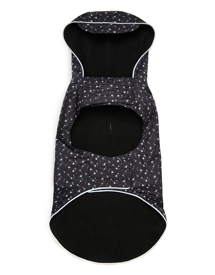 Threadpaw Dogs' Black Star Print Rain Jacket