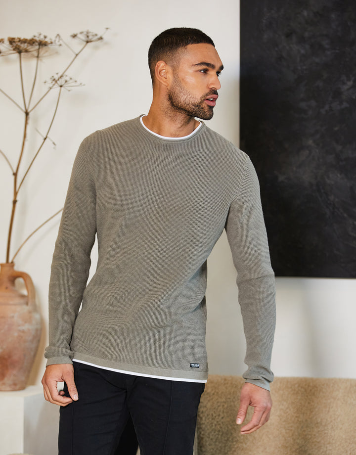 Sage Green Mock T-Shirt Jumper