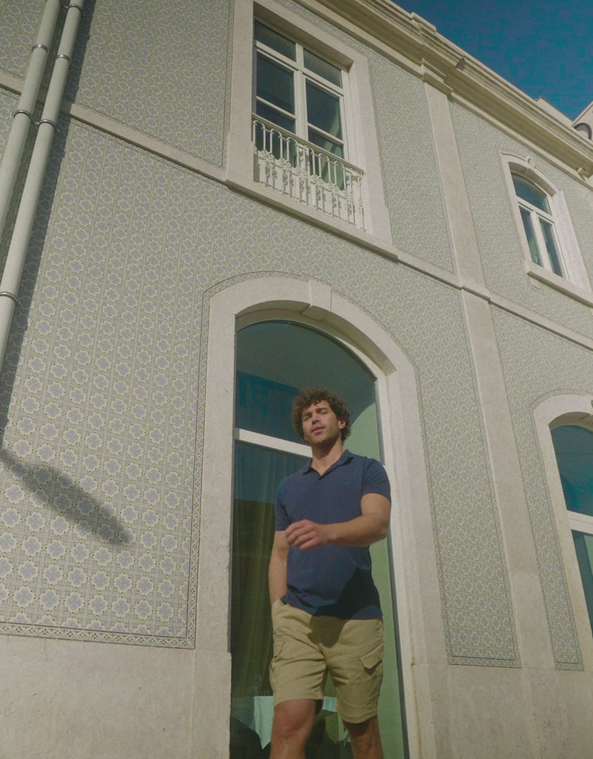 Navy Open Neck Collar Polo Shirt