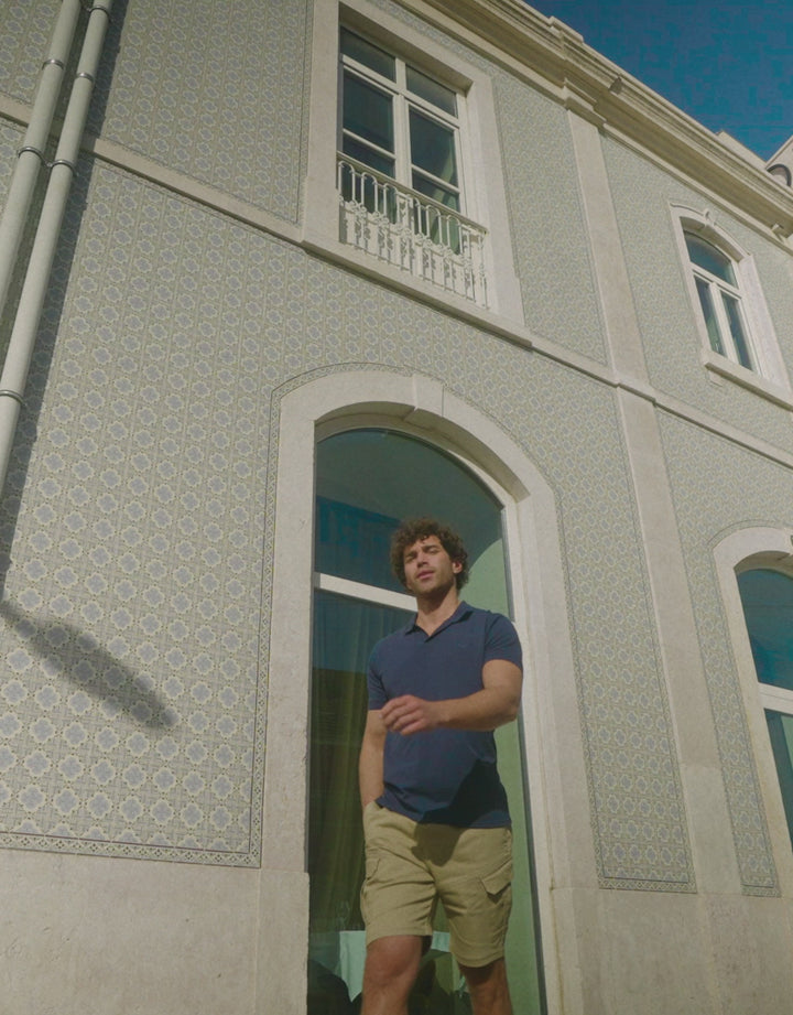 Navy Open Neck Collar Polo Shirt