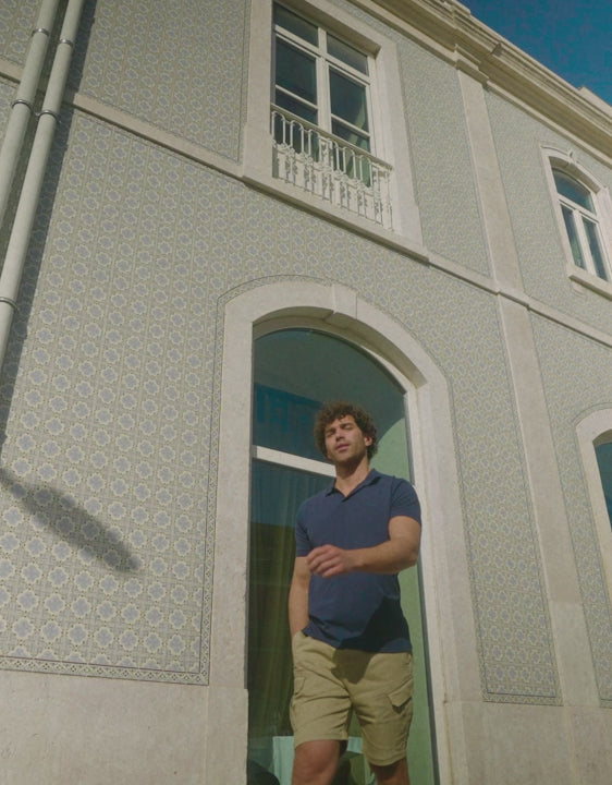 Navy Open Neck Collar Polo Shirt