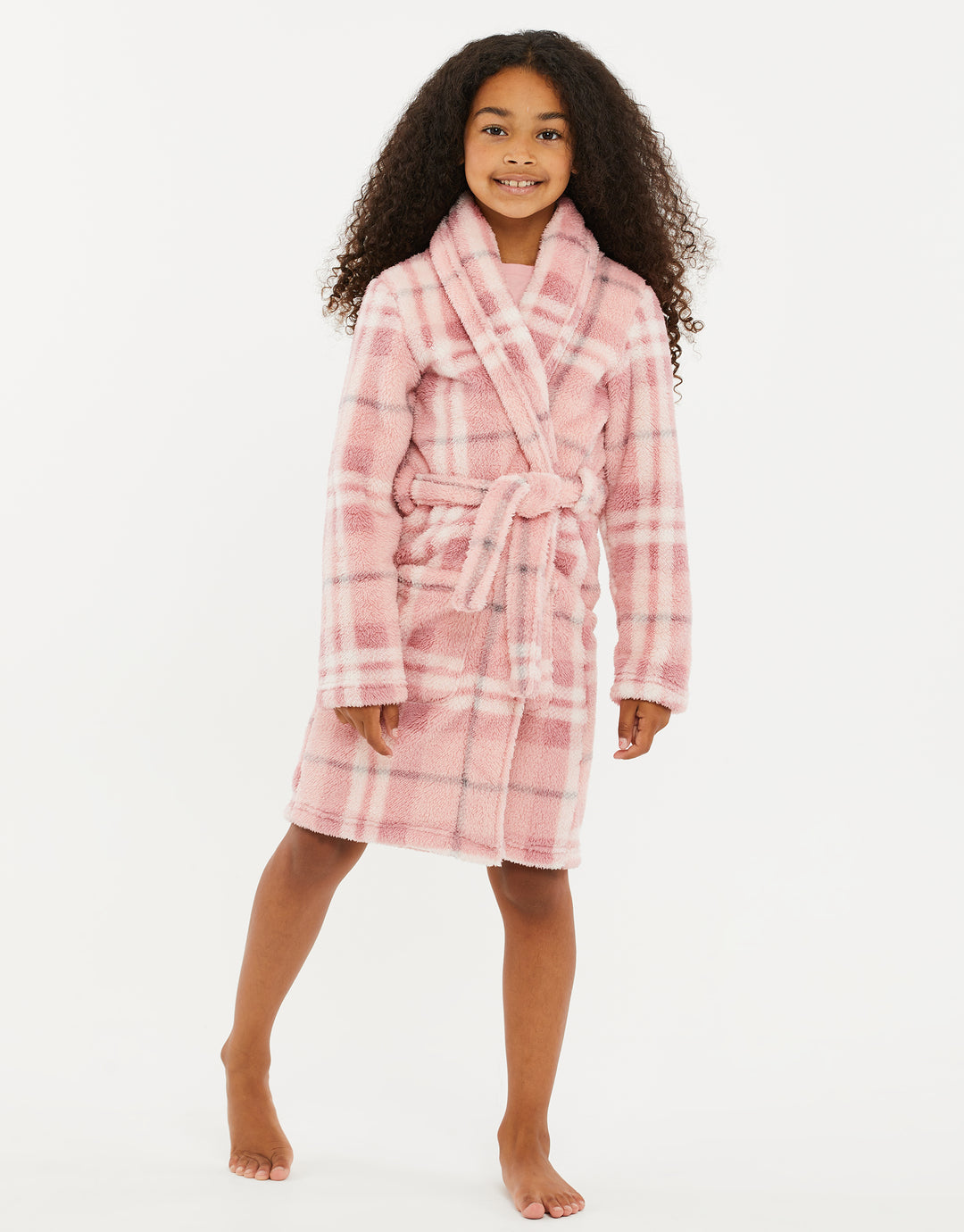 Threadgirls Girls' Pink Check Dressing Gown