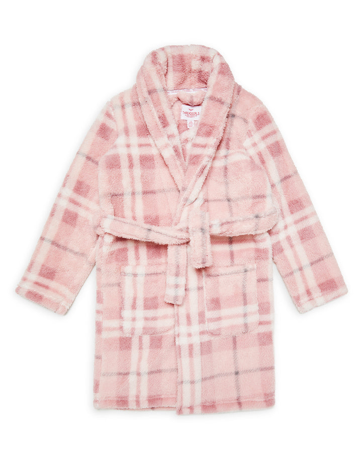 Threadgirls Girls' Pink Check Dressing Gown