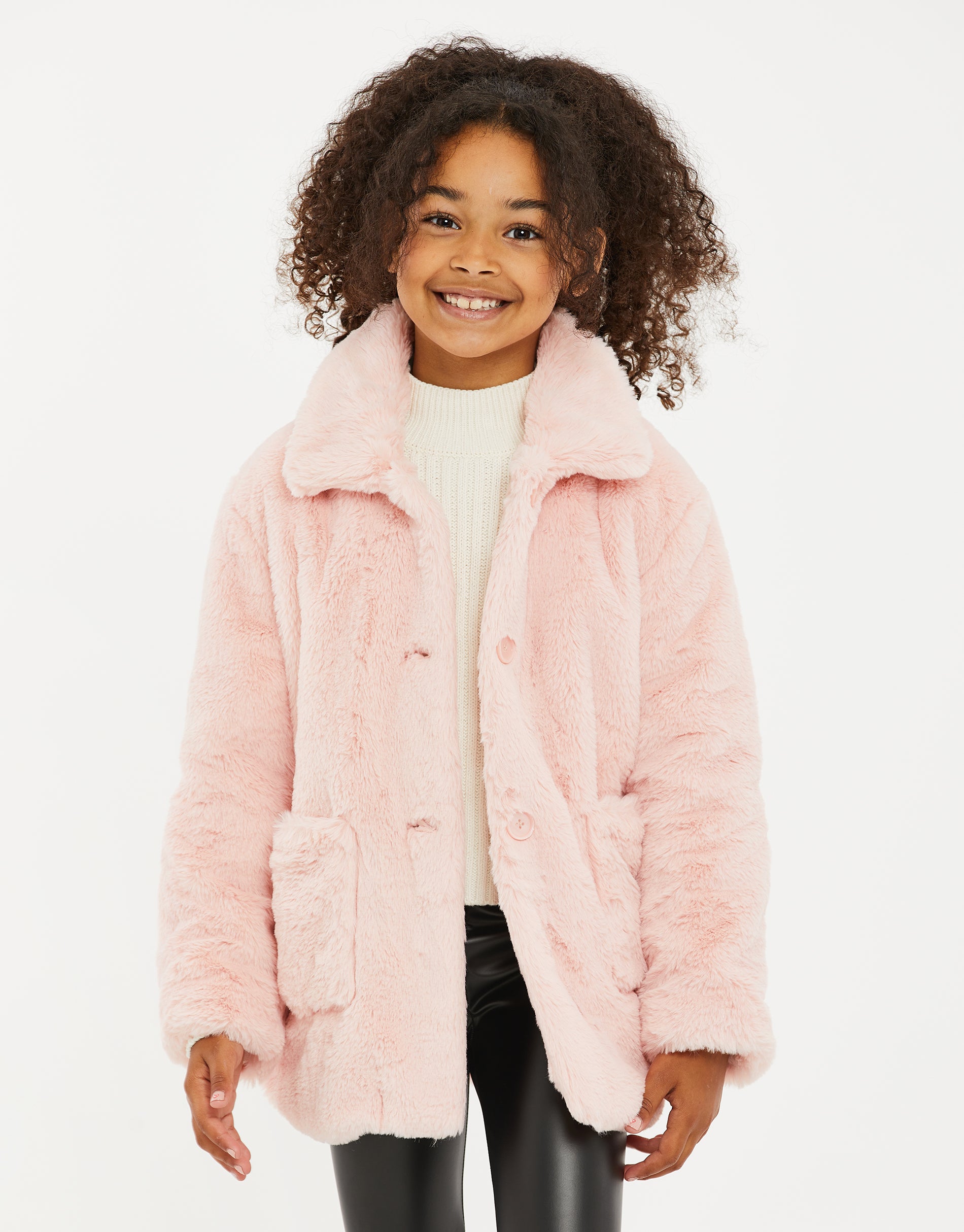 Girls cream shop fur jacket