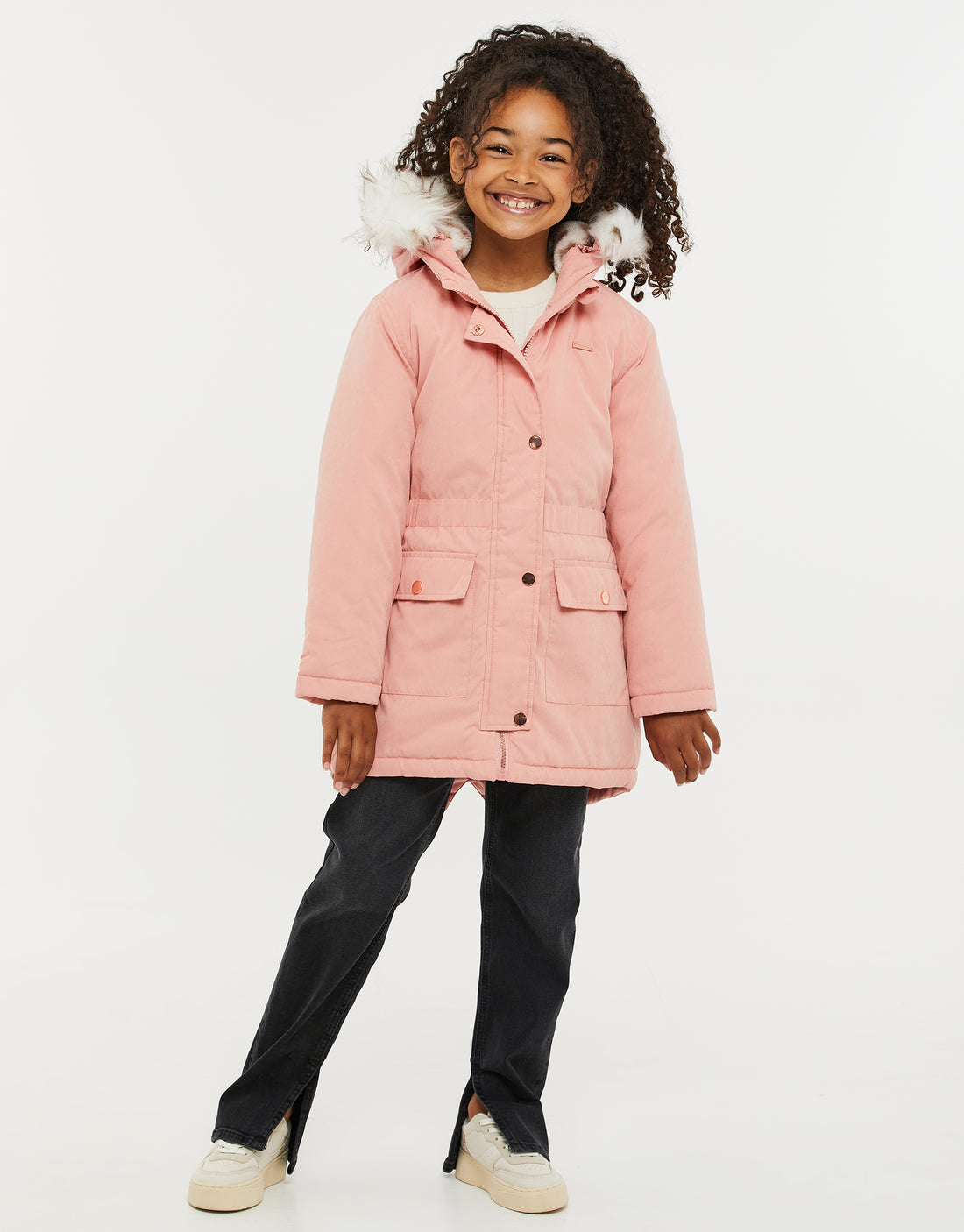 Girls' Pink Hooded Padded Kids' Parka Jacket – Threadbare