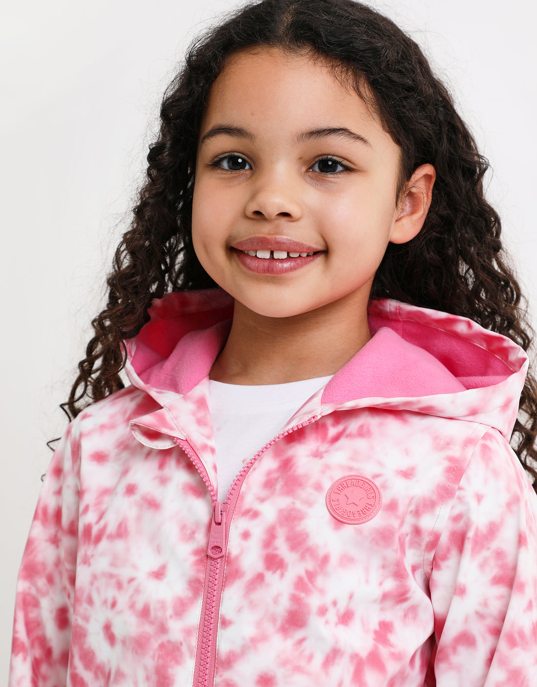 Girls' Pink Tie Dye Hooded Rubberised Kids' Mac Jacket – Threadbare