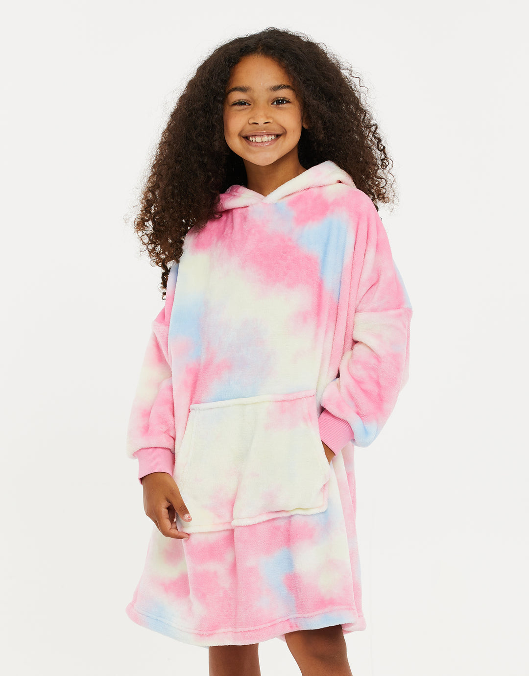 Threadgirls Girls' Pink Tie Dye Oversized Loungewear Hoodie