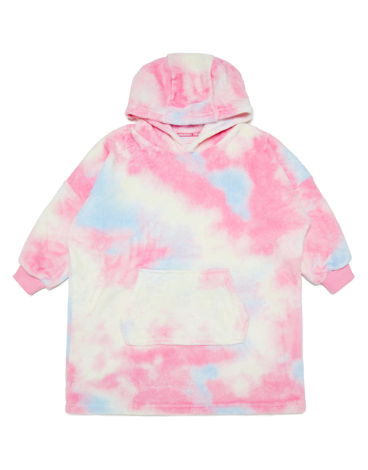 Threadgirls Girls' Pink Tie Dye Oversized Loungewear Hoodie