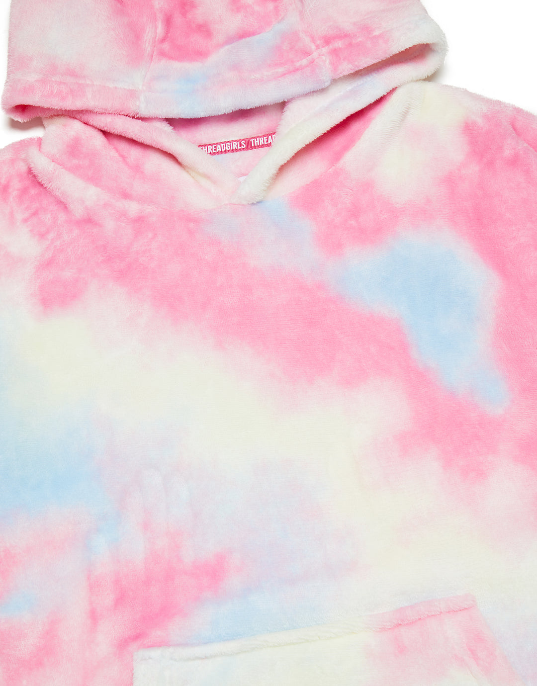 Threadgirls Girls' Pink Tie Dye Oversized Loungewear Hoodie